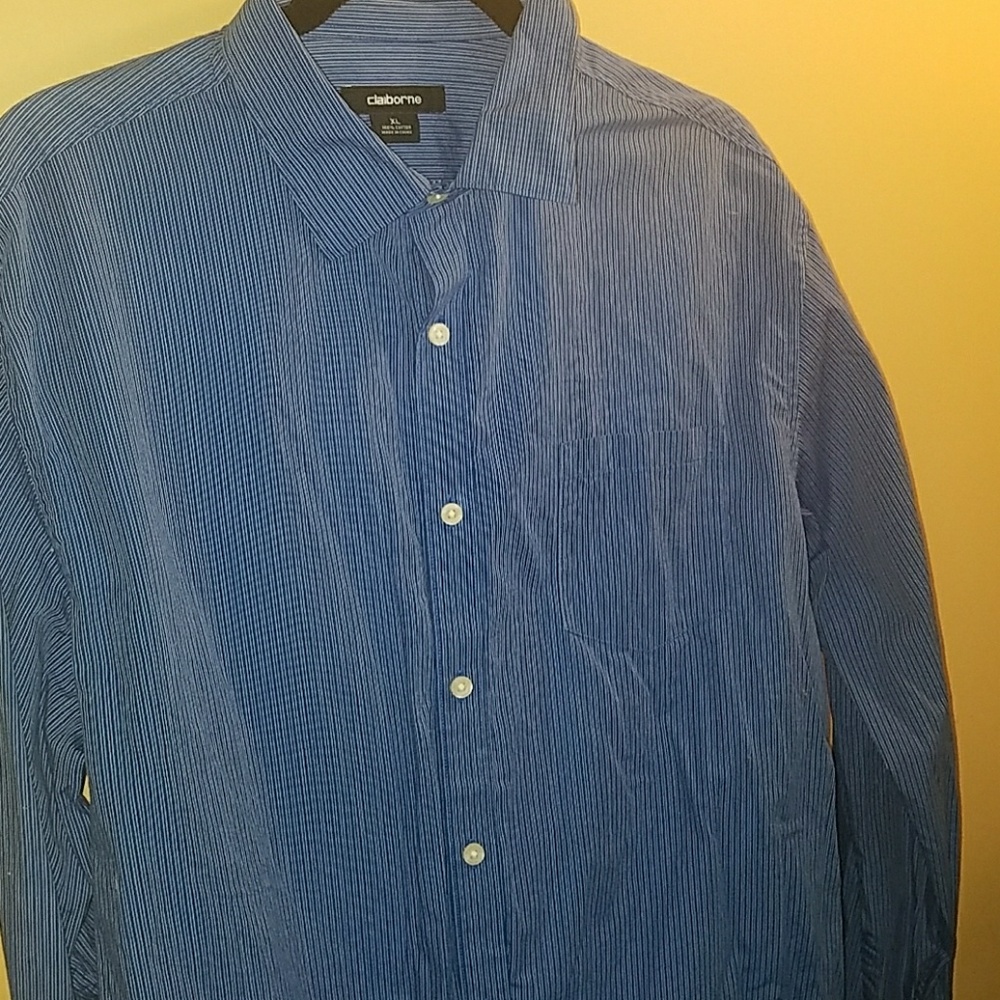 Mens XL dress shirt blue with white stripes